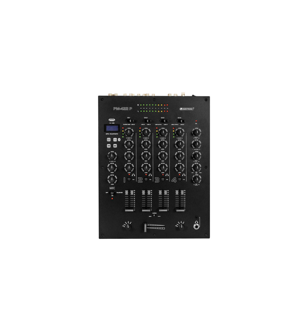 OMNITRONIC PM-422P 4-Kanal-DJ-Mixer mit Bluetooth und USB-PlayerOMNITRONIC PM-422P 4-Kanal-DJ-Mixer mit Bluetooth und USB-Player - live 03