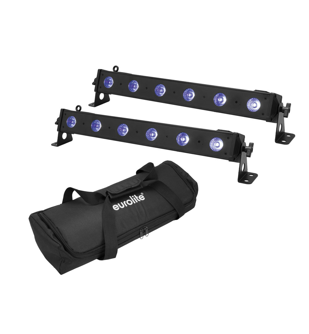 EUROLITE Set 2x LED BAR-6 QCL RGB+UV Leiste + Soft-Bag