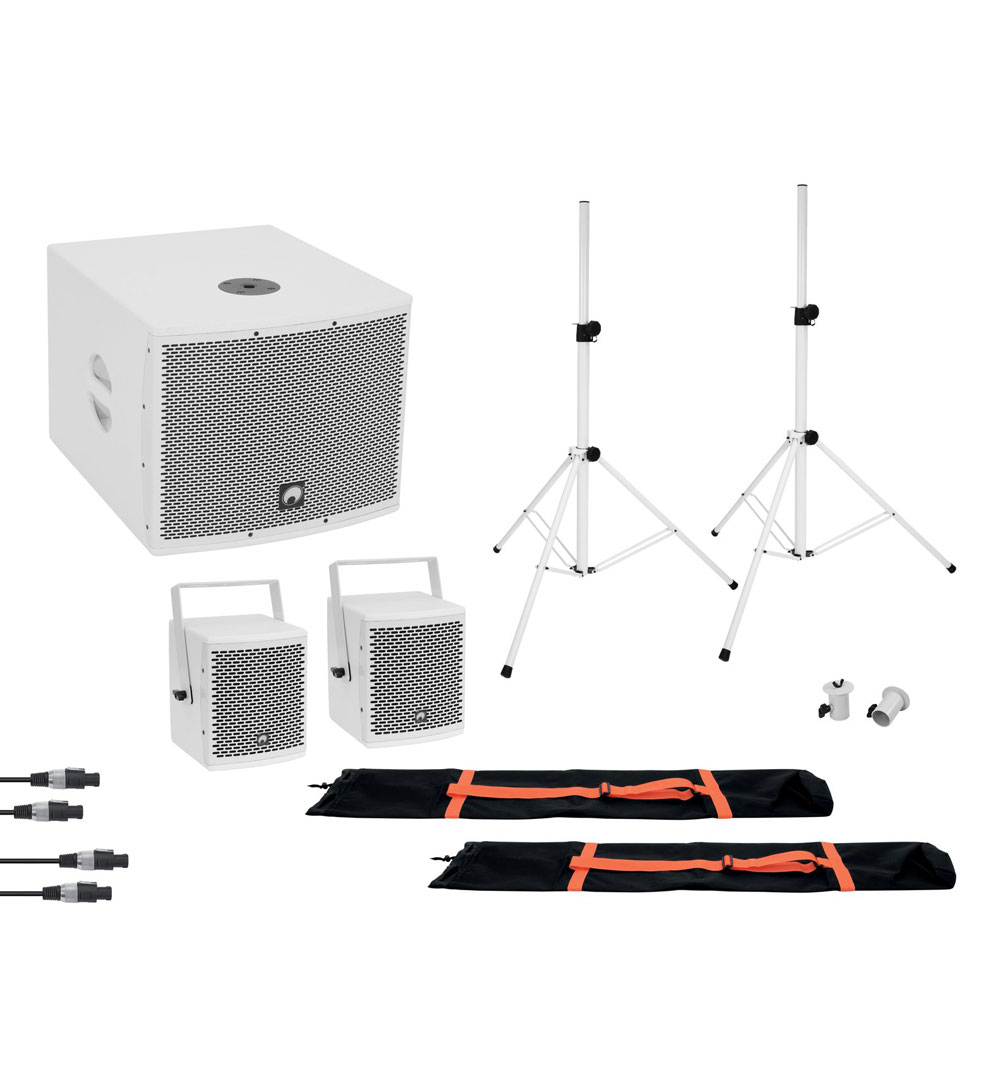 OMNITRONIC Set MOLLY 2.1 Aktivsystem Sub + 2x Top + Zubehör, weiß