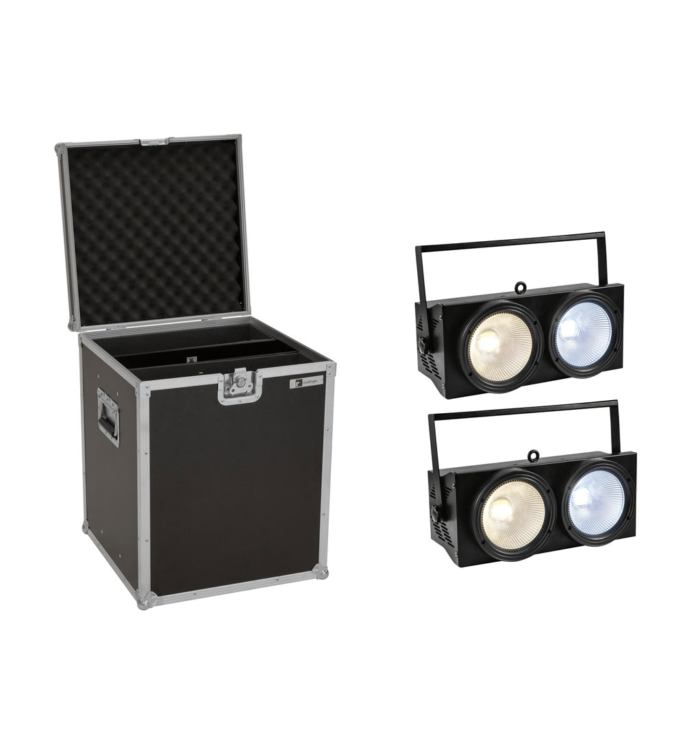 EUROLITE Set 2x Audience Blinder 2x100W LED COB CW/WW + Case