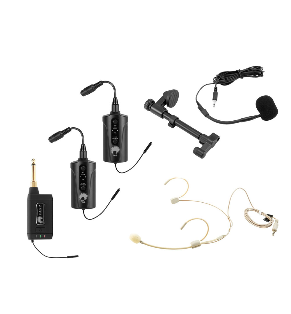 OMNITRONIC Set FAS TWO + 2x BP + Headset + Akustikgitarren-Mikrofon 660-690MHz