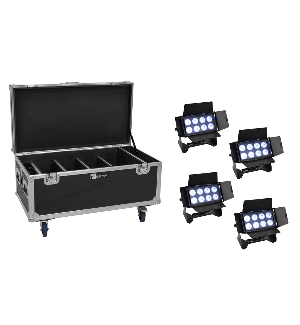 EUROLITE Set 4x AKKU Multiflood IP 8x10W RGBW Wash CRMX + Case mit LadefunktionEUROLITE Set 4x AKKU Multiflood IP 8x10W RGBW Wash CRMX + Case mit Ladefunktion - live 03