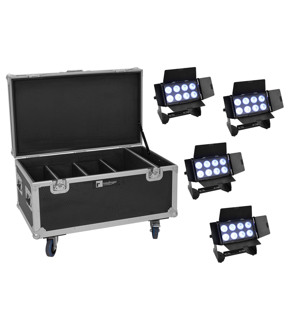 EUROLITE Set 4x Multiflood IP 8x10W RGBW Wash + CaseEUROLITE Set 4x Multiflood IP 8x10W RGBW Wash + Case - live 03