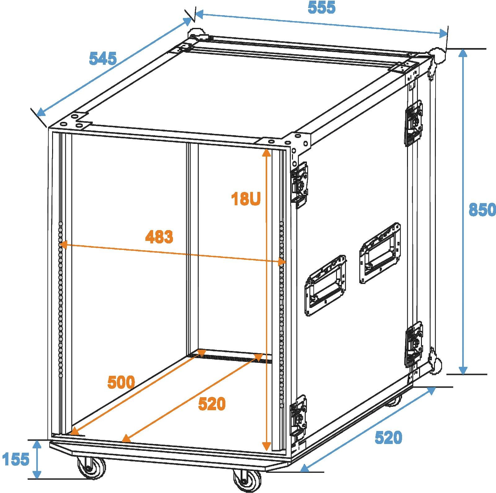 ROADINGER Rack Profi 18HE 45cm mit Rollen