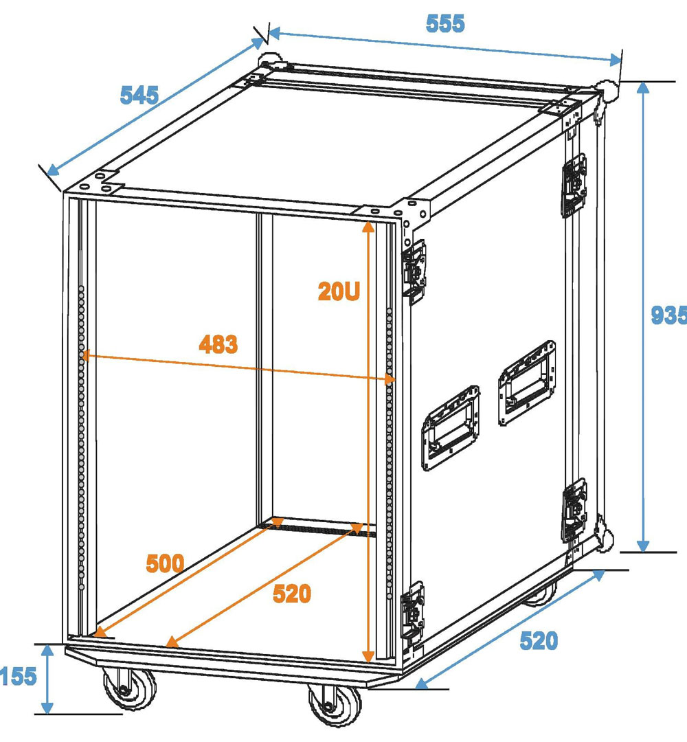 ROADINGER Rack Profi 20HE 45cm mit Rollen - live 02