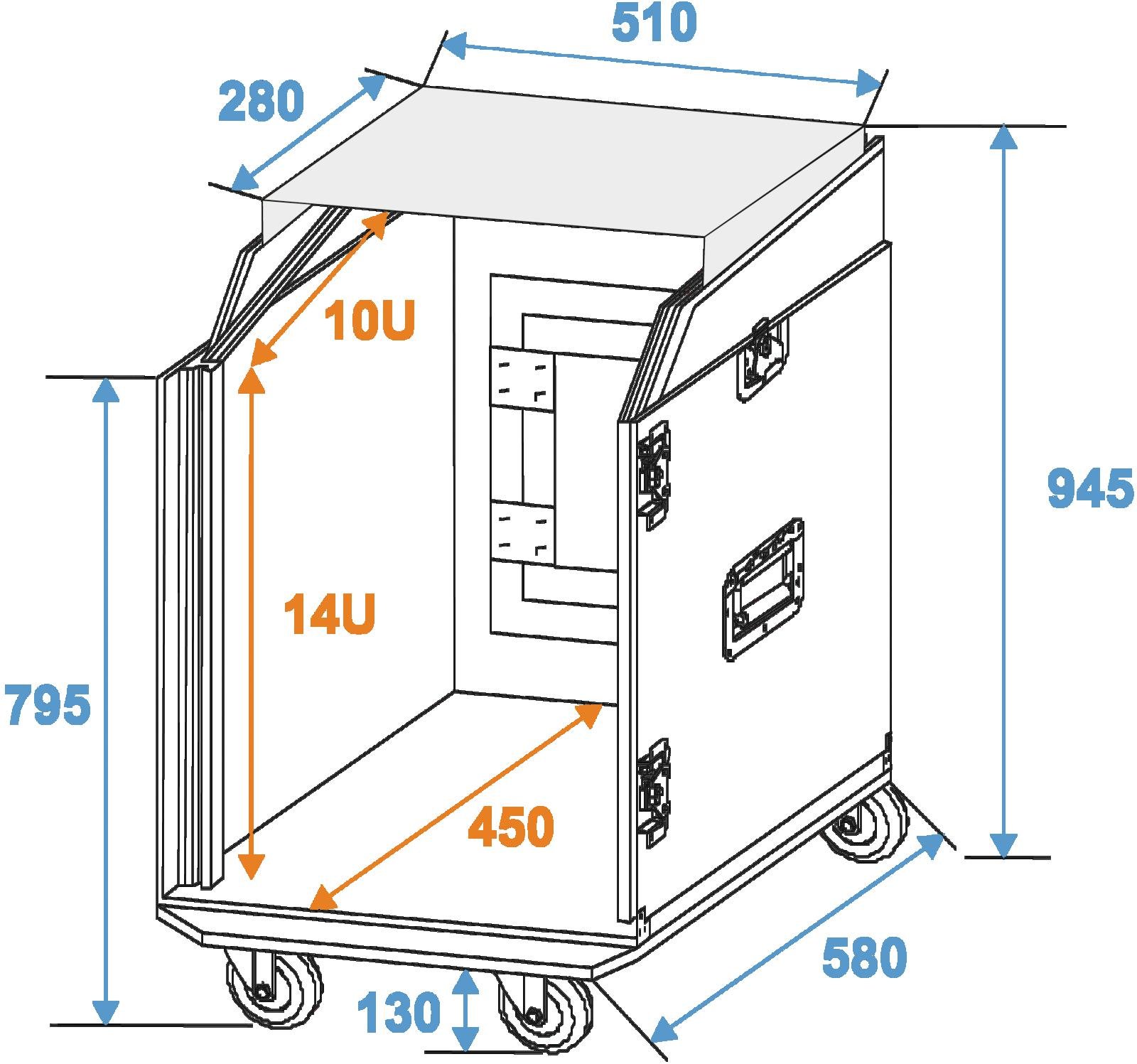 ROADINGER Spezial-Kombi-Case LS5 Laptop-Rack, 14HE