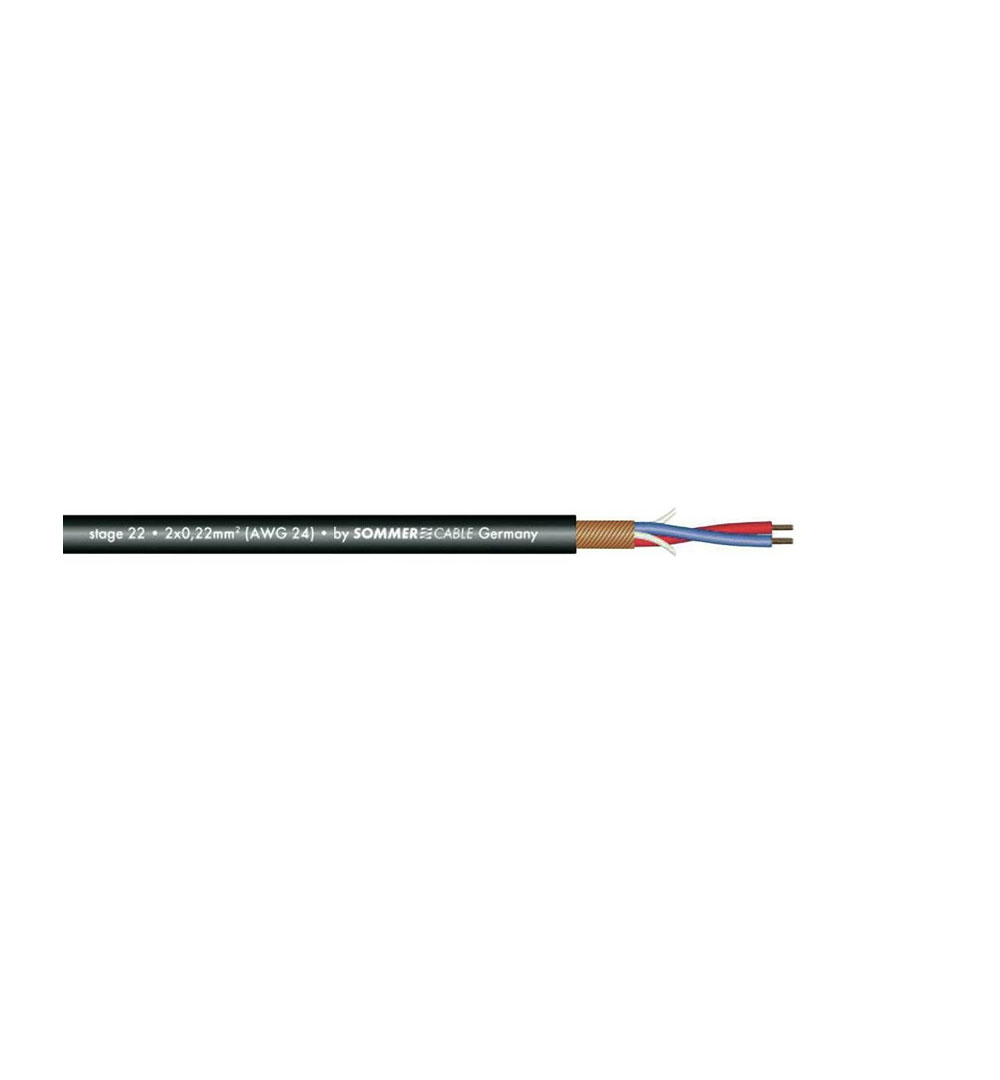 SOMMER CABLE Mikrofonkabel 2x0,22 100m sw Stage 22