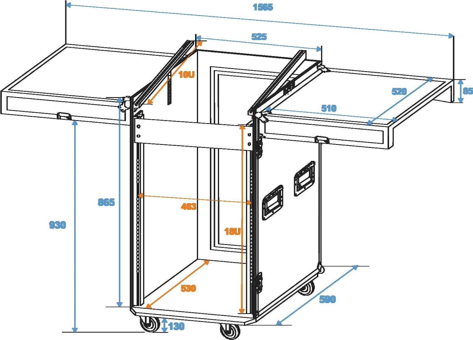 ROADINGER Spezial-Kombi-Case TA-1, 18HE mit Rollen