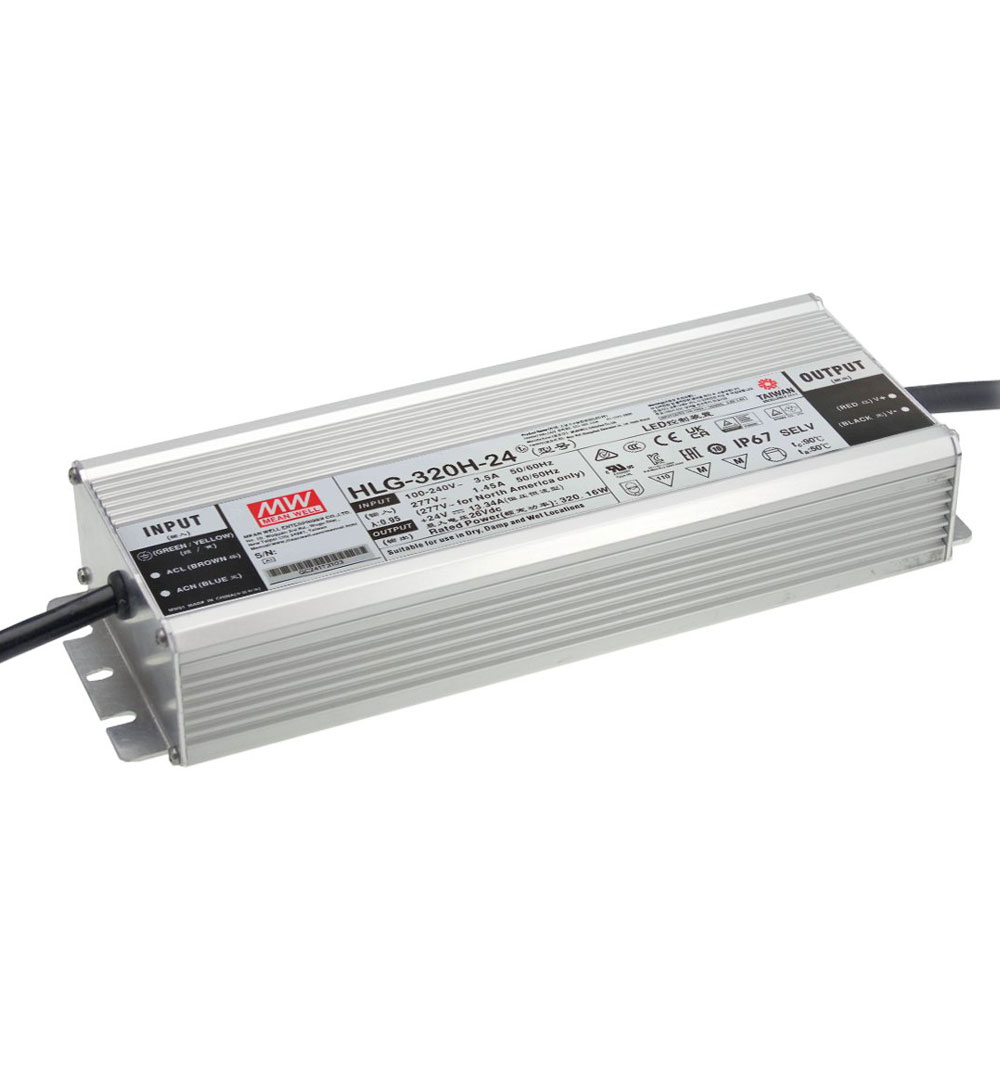 MEANWELL LED-Netzteil 320W / 24V IP67 HLG-320H-24