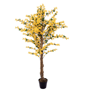 EUROPALMS Forsythienbaum mit 3 Stämmen, Kunstpflanze, gelb, 150cm