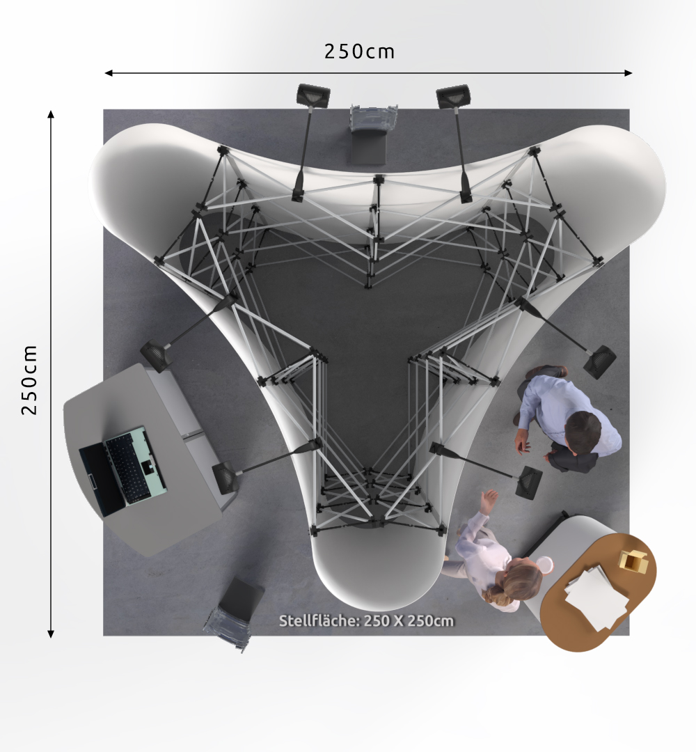 Mobiler Messestand S3 Form - Draufsicht
