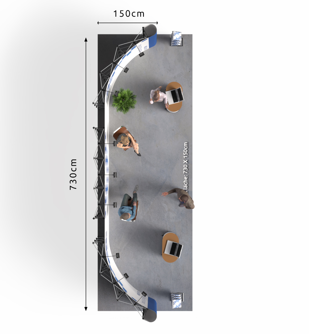 Mobiler Messestand W5 Form - Draufsicht